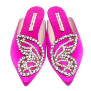 Sophia Webster Fuchsia Satin Crystal And Pearl Embellished Bibi Butterfly Pointe